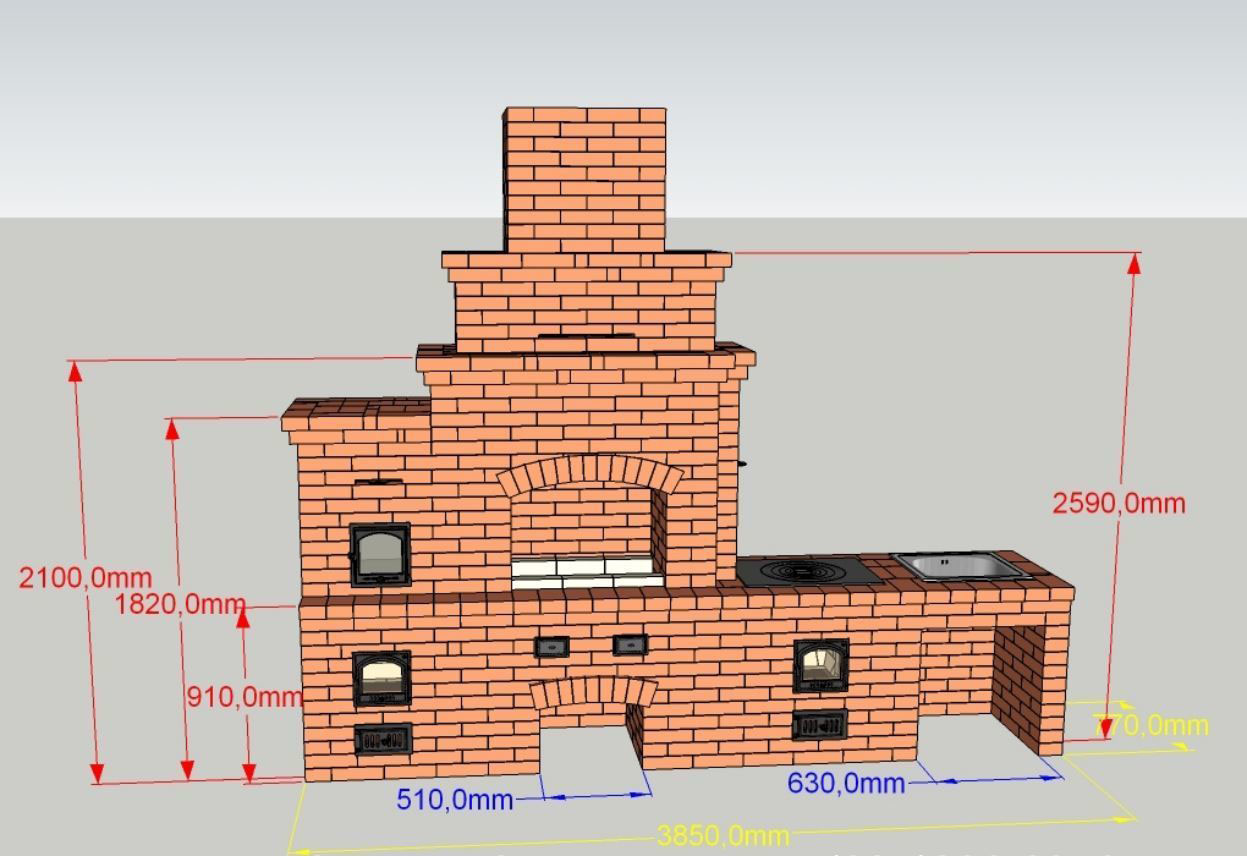 Комплекс барбекю из кирпича своими руками чертежи и порядовка
