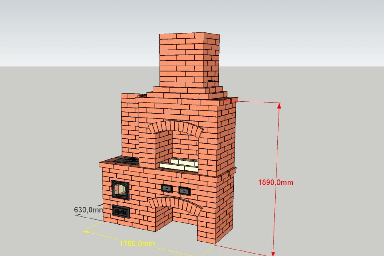 Барбекю с печью под казан из кирпича чертежи и фотографии